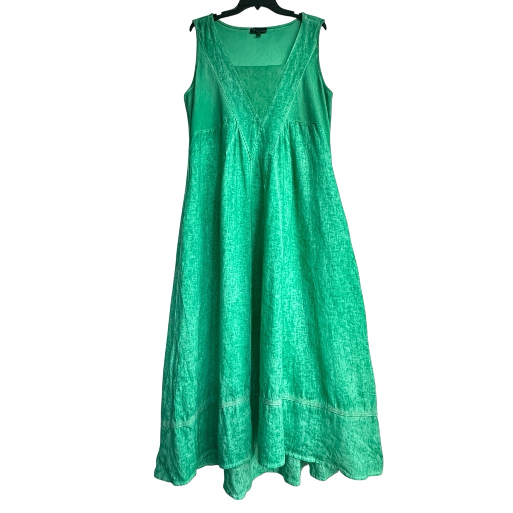 Carr Noir Green Linen Jumper Dress With Side Pockets Women’s Size Xl